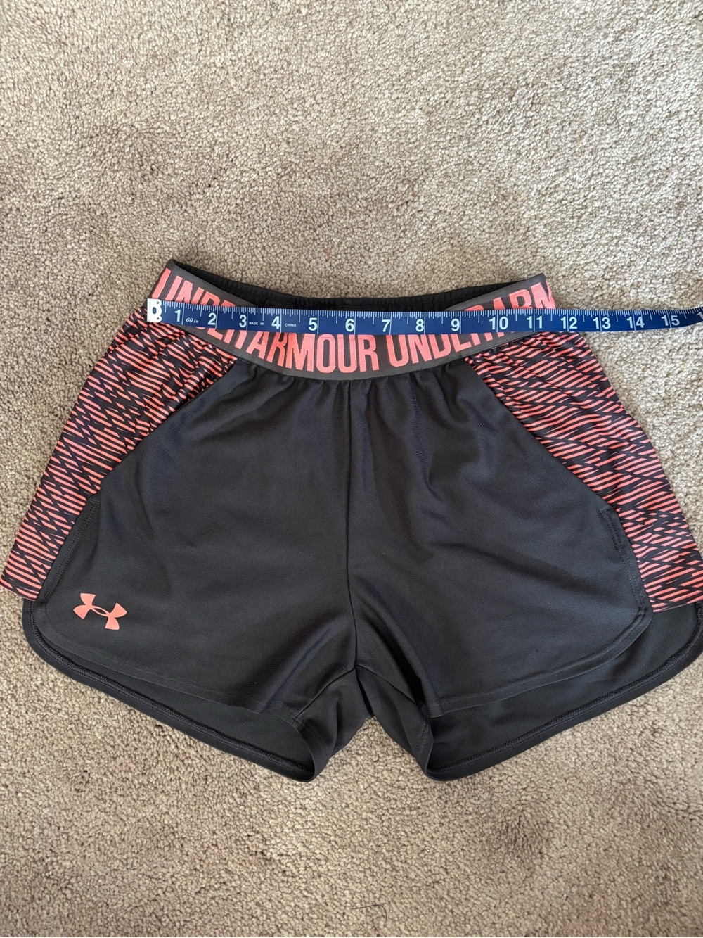 Under Armour Black Athletic Shorts with Coral Accents